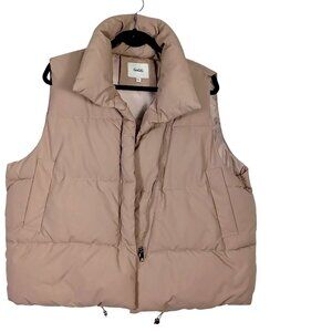 Puffer Vest Womens XL Go.G.G Tan Outerwear Adjustable Drawcords & High Collar